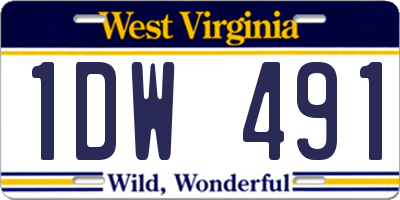 WV license plate 1DW491