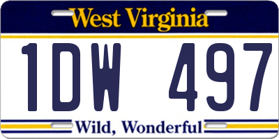 WV license plate 1DW497