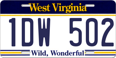 WV license plate 1DW502