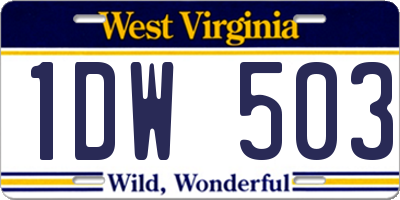 WV license plate 1DW503