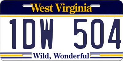 WV license plate 1DW504