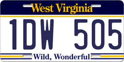 WV license plate 1DW505