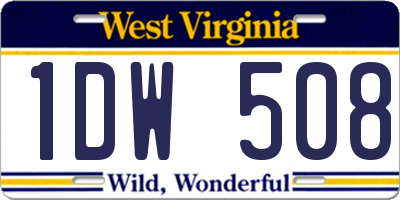 WV license plate 1DW508