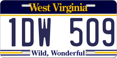 WV license plate 1DW509