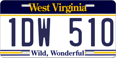 WV license plate 1DW510