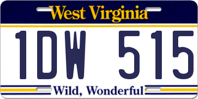 WV license plate 1DW515