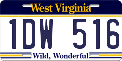 WV license plate 1DW516