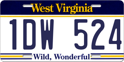WV license plate 1DW524