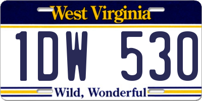 WV license plate 1DW530