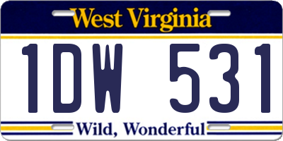 WV license plate 1DW531