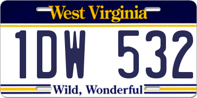 WV license plate 1DW532