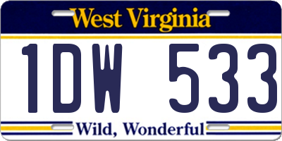WV license plate 1DW533