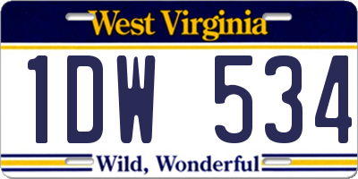 WV license plate 1DW534