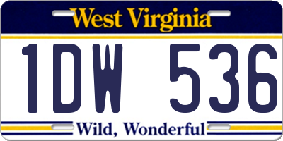 WV license plate 1DW536