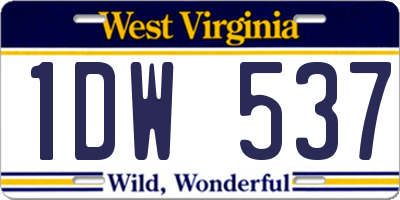 WV license plate 1DW537