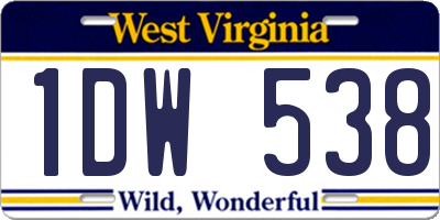 WV license plate 1DW538