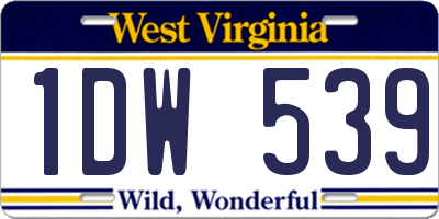 WV license plate 1DW539