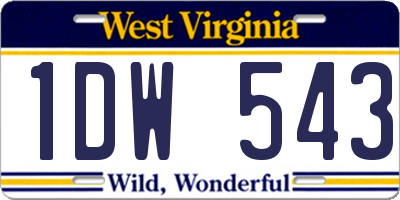 WV license plate 1DW543
