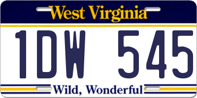 WV license plate 1DW545