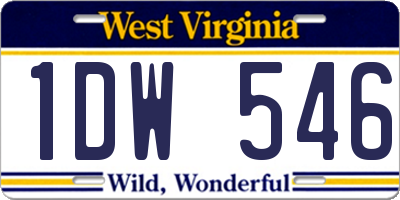 WV license plate 1DW546
