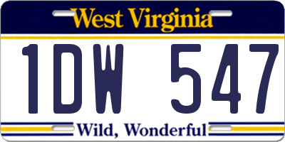 WV license plate 1DW547