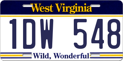 WV license plate 1DW548