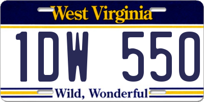 WV license plate 1DW550