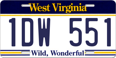WV license plate 1DW551