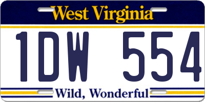 WV license plate 1DW554