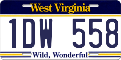 WV license plate 1DW558