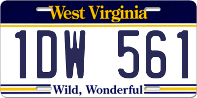 WV license plate 1DW561