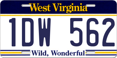 WV license plate 1DW562