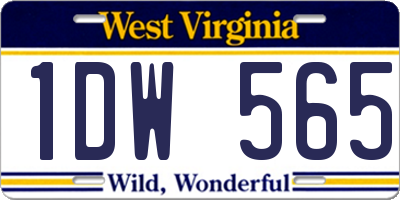 WV license plate 1DW565