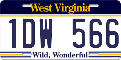 WV license plate 1DW566