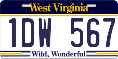 WV license plate 1DW567