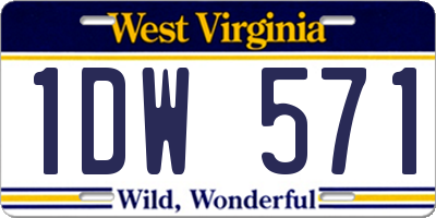 WV license plate 1DW571