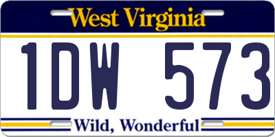 WV license plate 1DW573