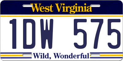 WV license plate 1DW575