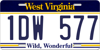 WV license plate 1DW577