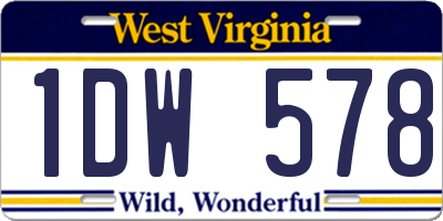 WV license plate 1DW578