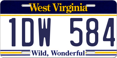 WV license plate 1DW584