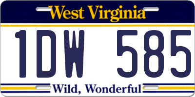 WV license plate 1DW585