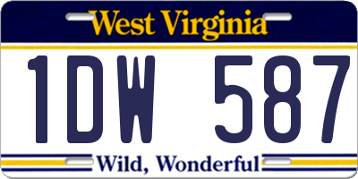 WV license plate 1DW587
