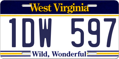 WV license plate 1DW597