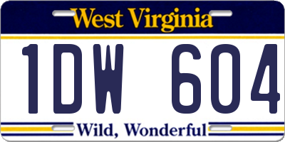 WV license plate 1DW604