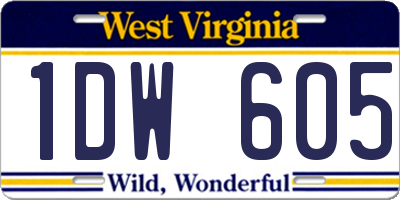 WV license plate 1DW605