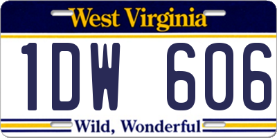 WV license plate 1DW606