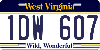 WV license plate 1DW607