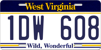 WV license plate 1DW608