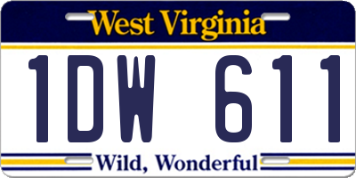 WV license plate 1DW611